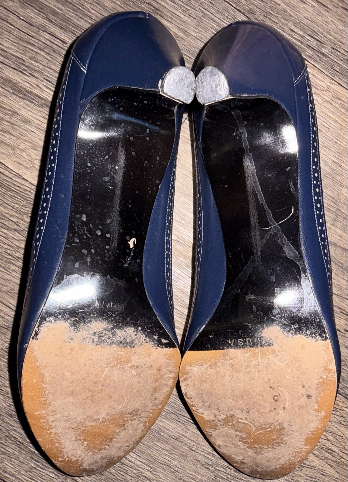 Women’s Vintage Selby Blue and White 2.5in Heel Perforated Saddle Style Pump 8.5
