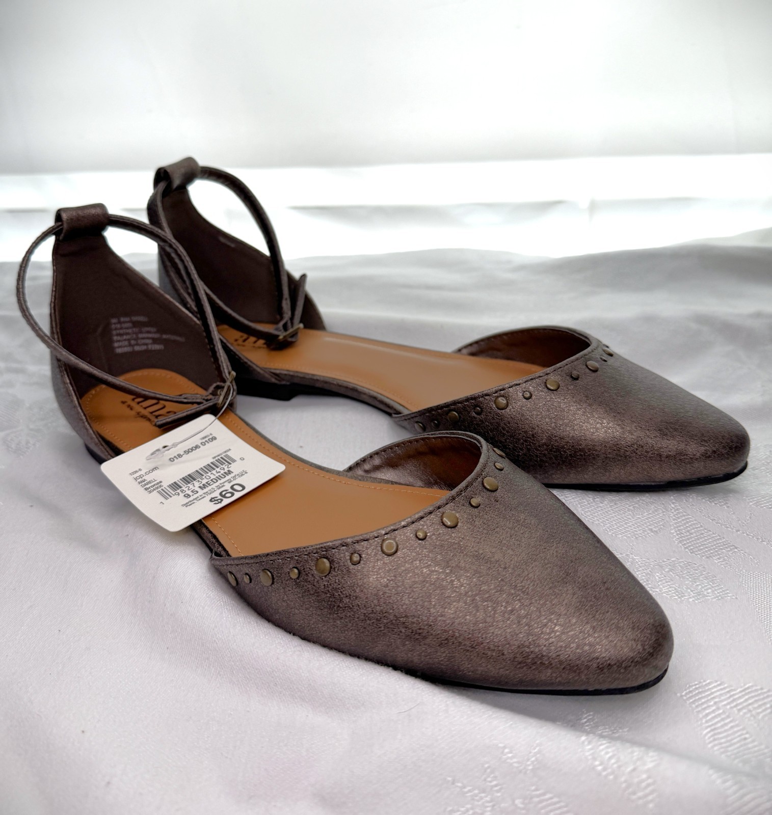 Ana Darell Bronze Pointed Closed Toe Ballet Flats Women’s 9.5 Medium