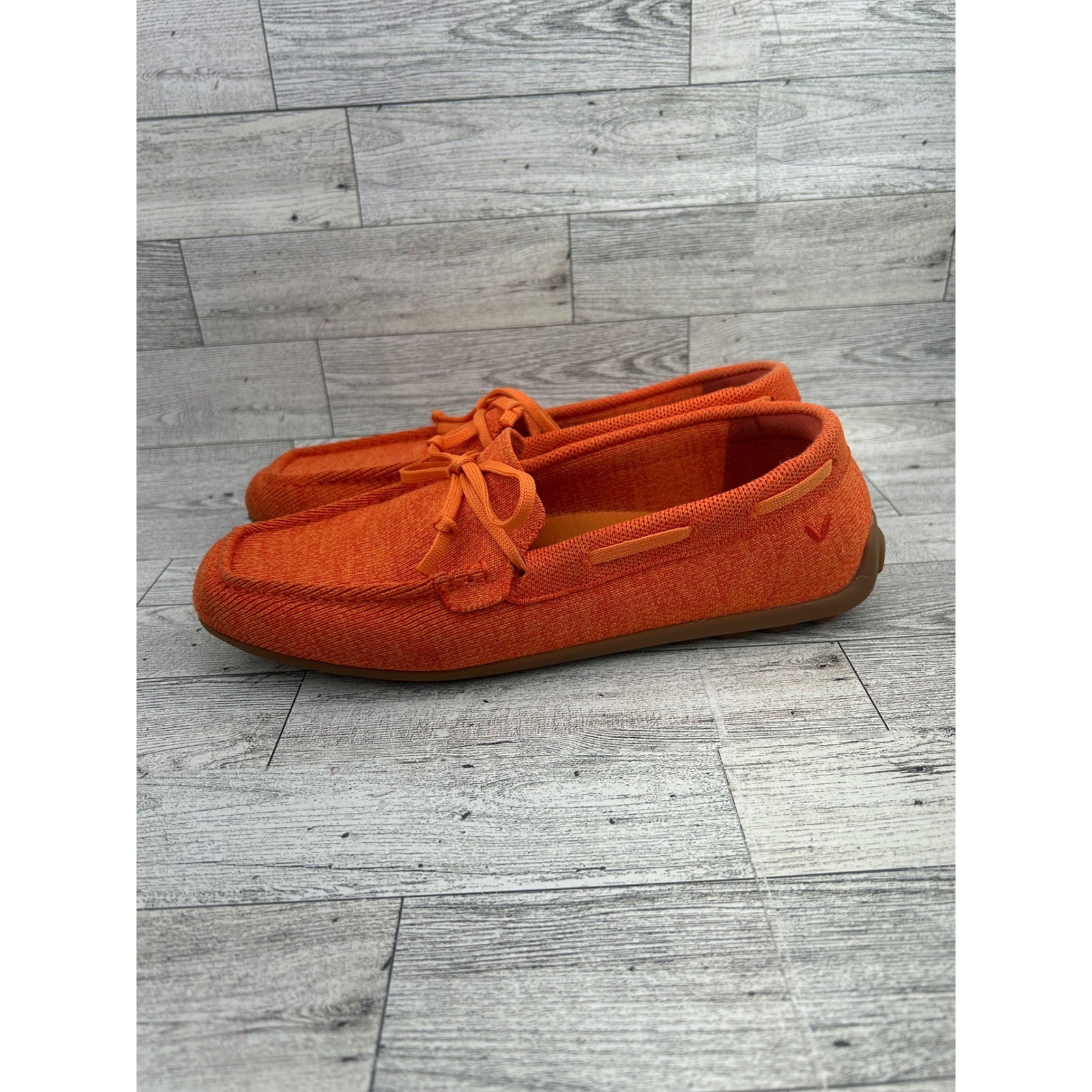 Vivaia Orange Knit Square Toe Loafers Women EU 38.5 US 7.5 Driving Mocs Bow
