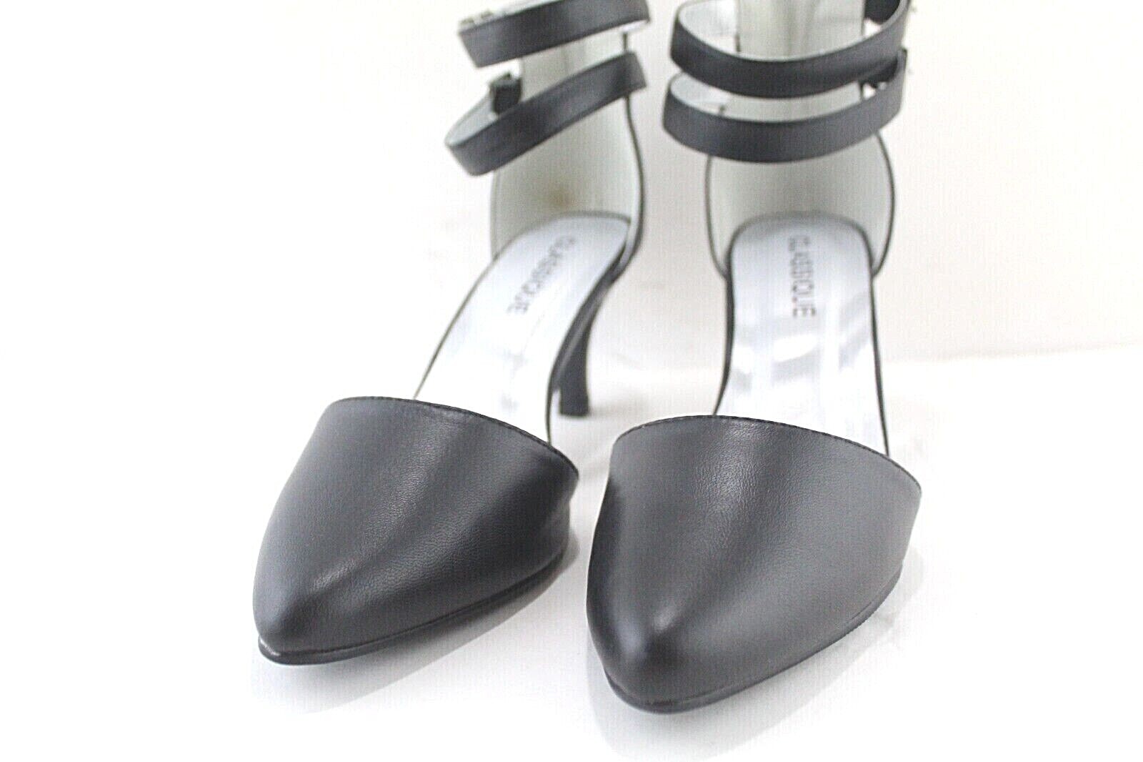 CLASSIQUE WOMENS 2.5 in cone heel dress shoes multi sizes black faux leather NEW