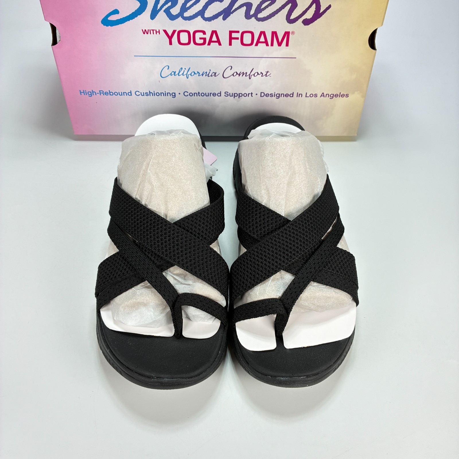 Skechers Summits Fantasy Walk Black Sporty Strappy Slide Sandals Women’s Size 11