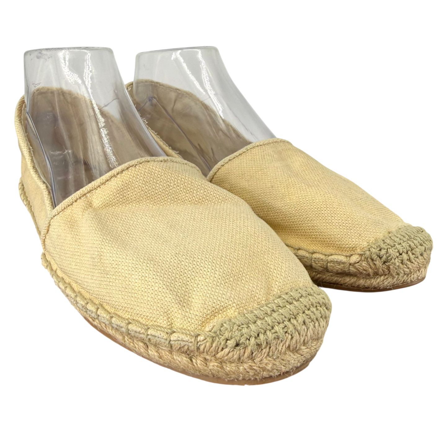 Lilly Pulitzer Lia Espadrille Flats 10 Beige Gold Canvas Slip On Round Toe Jute