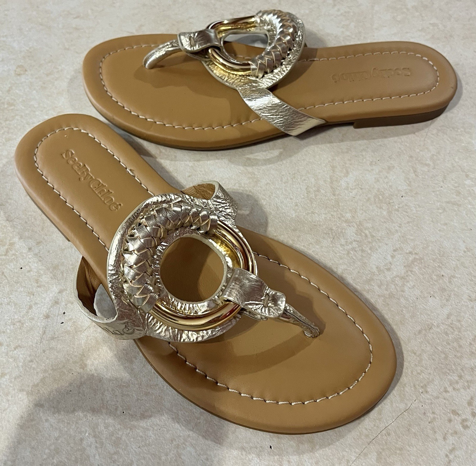 See by Chloe Sandals Size US 6/EU 36 Hana Flip Flop Metallic BNWOB