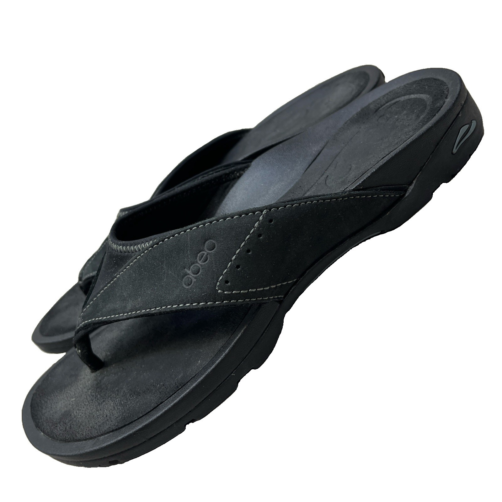 Abeo Balboa W400 Sandals Flip Flops Thongs Women’s Sz 8.5N Leather/Textile Black