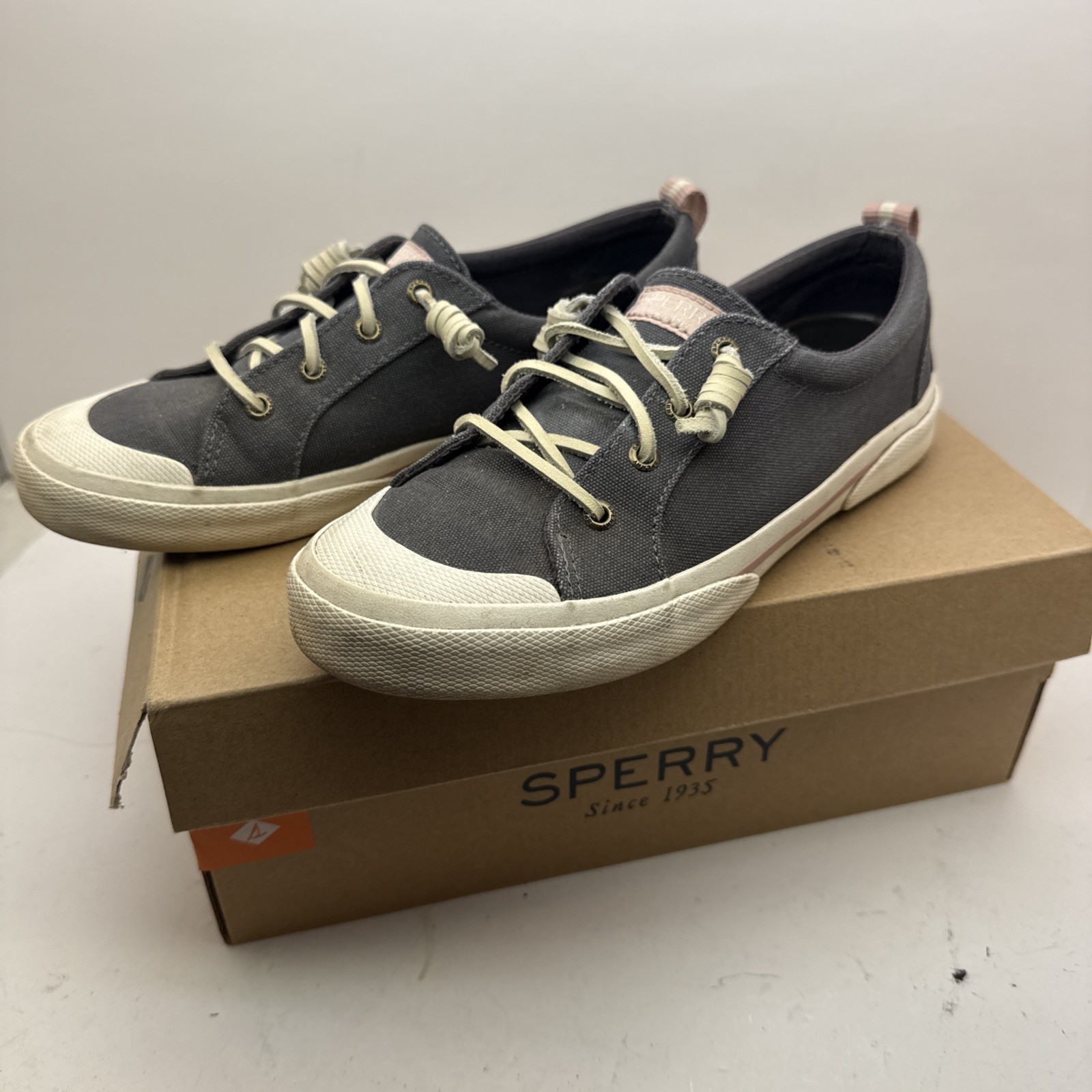 Sperry Women’s Pier Wave LTT Canvas Sneaker STS85891 Gray Size 7.5