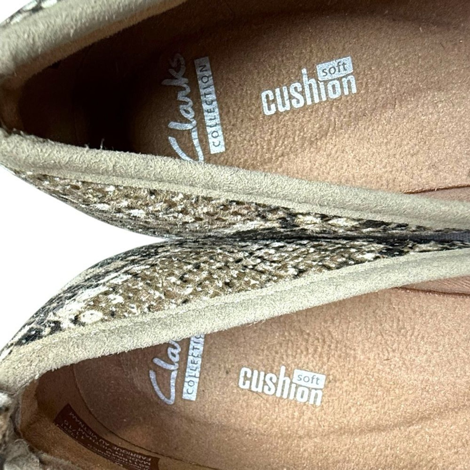 Clarks Azella Theoni Snake Print Slip On Espadrille Loafers Size 8 Boho Coastal