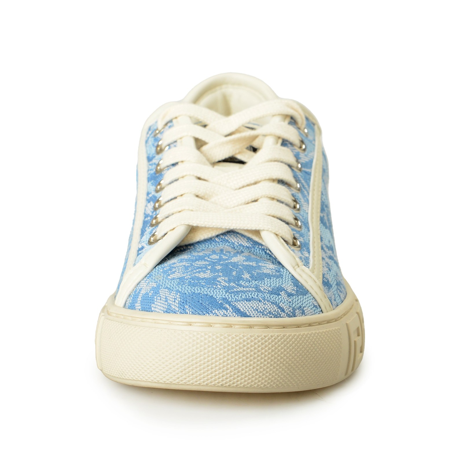 Versace Women’s Blue Floral Canvas & Leather Sneakers Shoes US 6 IT 36