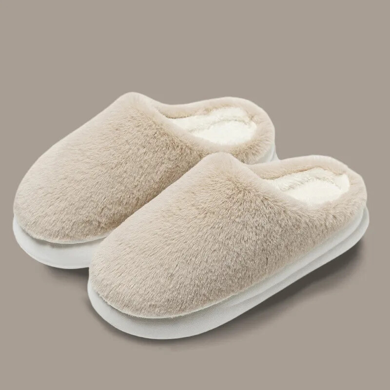 Winter Plush Slippers New Soft Platform Fluffy Slides Comfort Concise Anti Slip