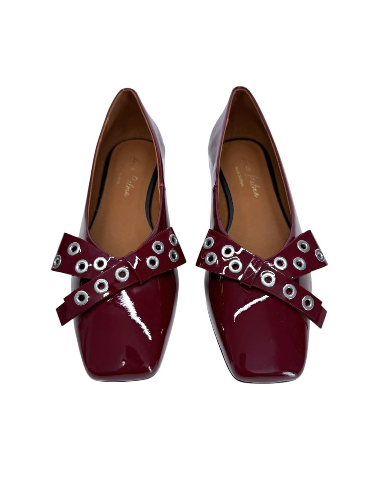 Ana Palma Womens Shoes Burgundy Patent Leather Slip On Flats Size 7.5