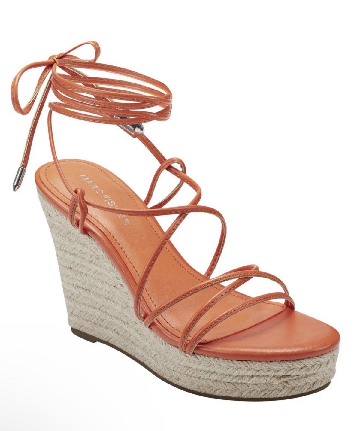 Marc Fisher Orange Beige Strappy Lace Up Wedge Sandals Women’s Size 11