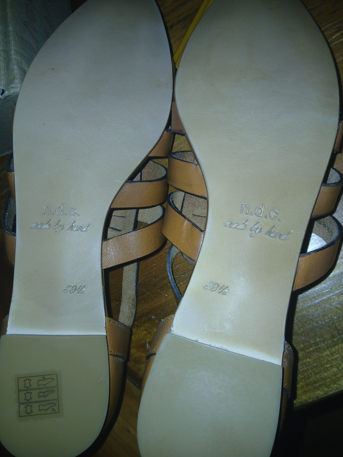 Size 39.5 Hand Made N.d.c. Leather Sandals Brown