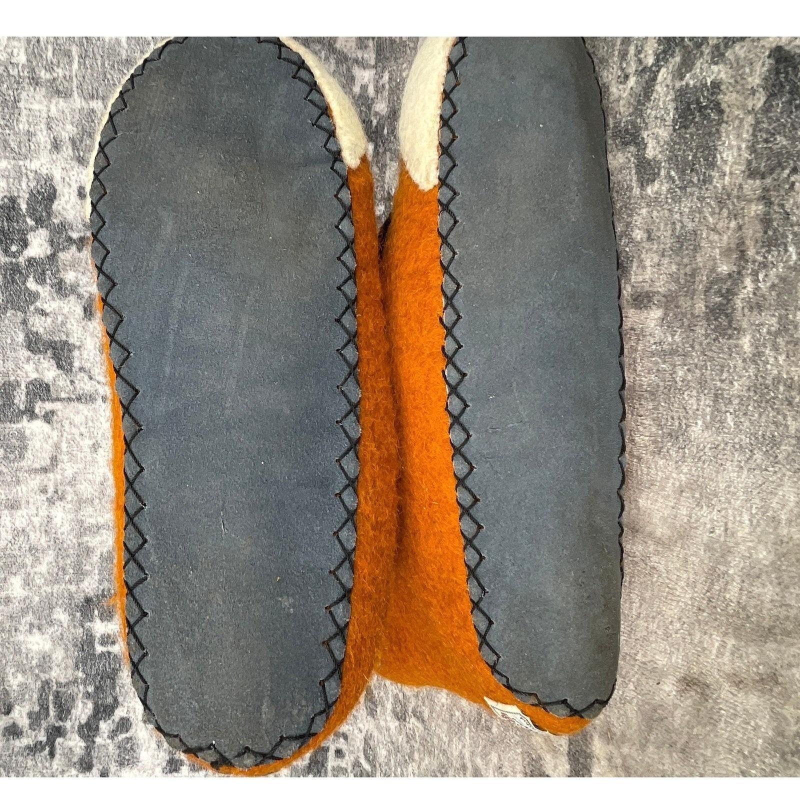 Handmade by Sew Heart Felt Women Slippers Sz 9.5 Finlay Fox Orange Wool Animal