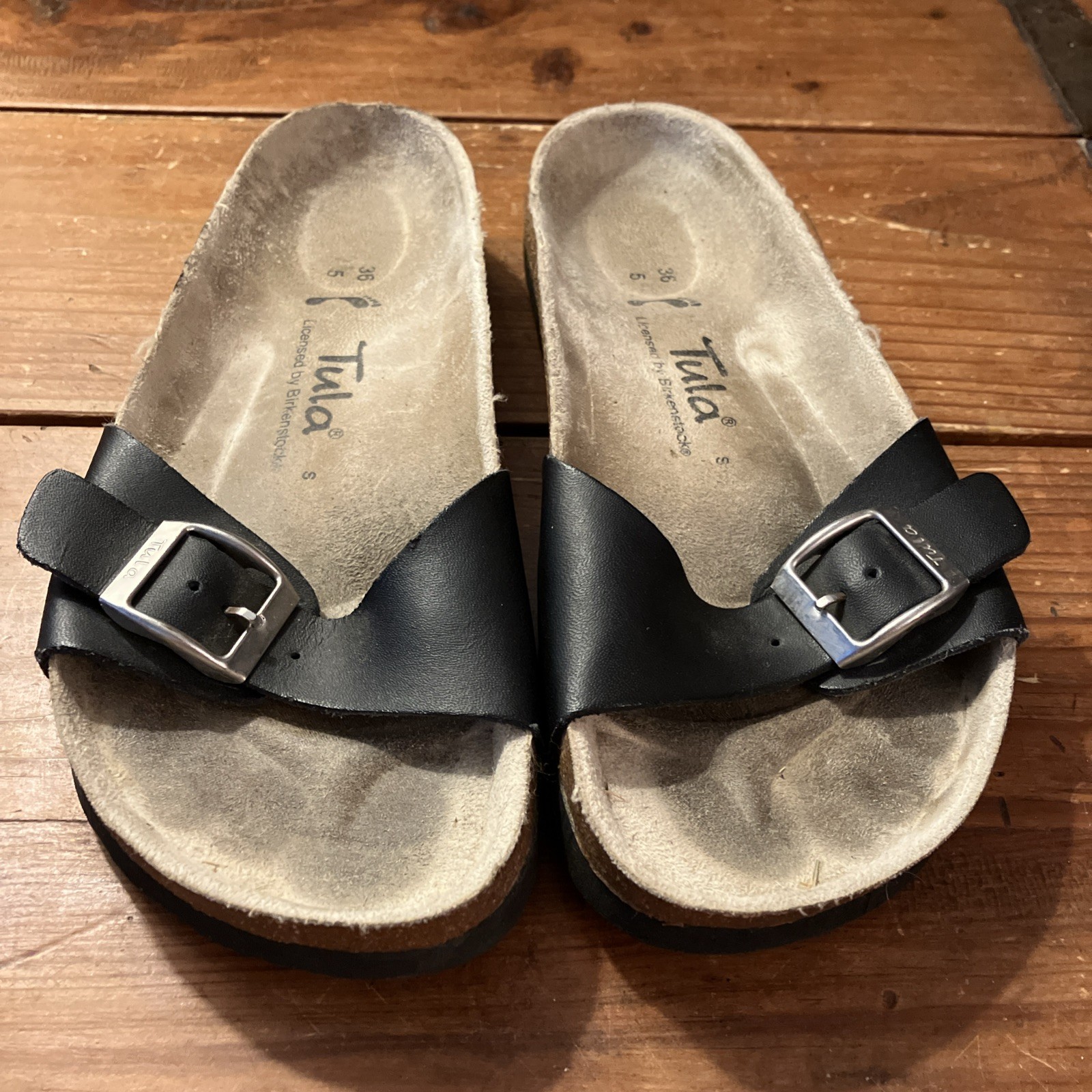 Birkenstock Tula Madrid Sandals Black Leather Sz 36 / 5 Narrow Minimalist