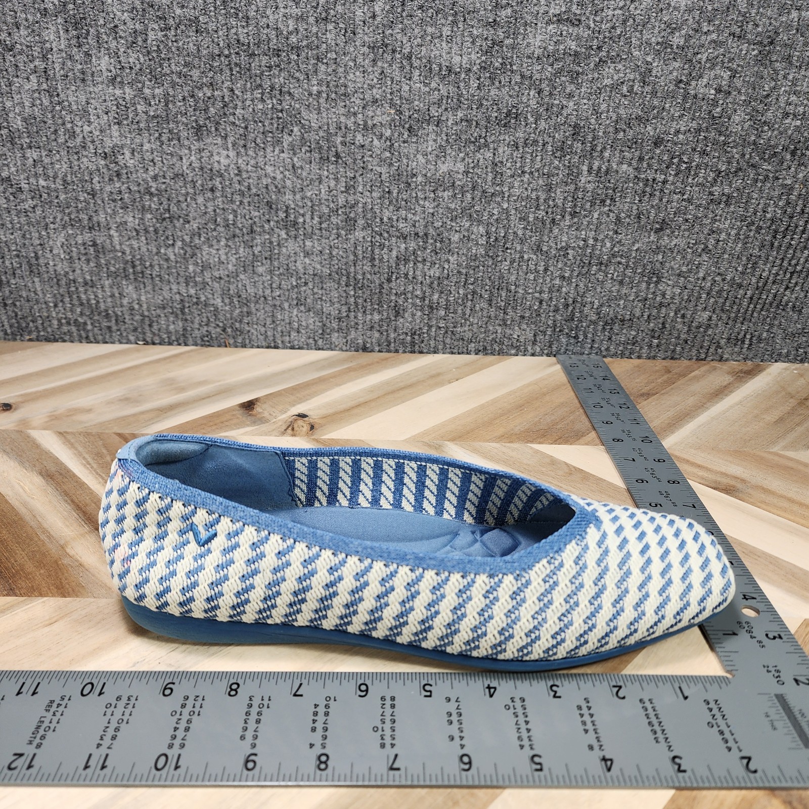 Vivaia Margot 2.0 Flats Denim Stripe Knit Square Toe Shoes Size EU 40 US 9 EUC