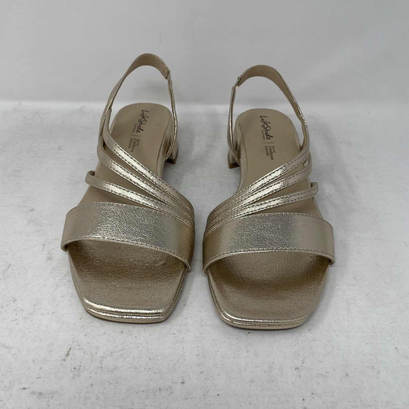 Life Stride Soft System Gold Sparkly Slip on Sandals Light Weight Women’s 7.5W