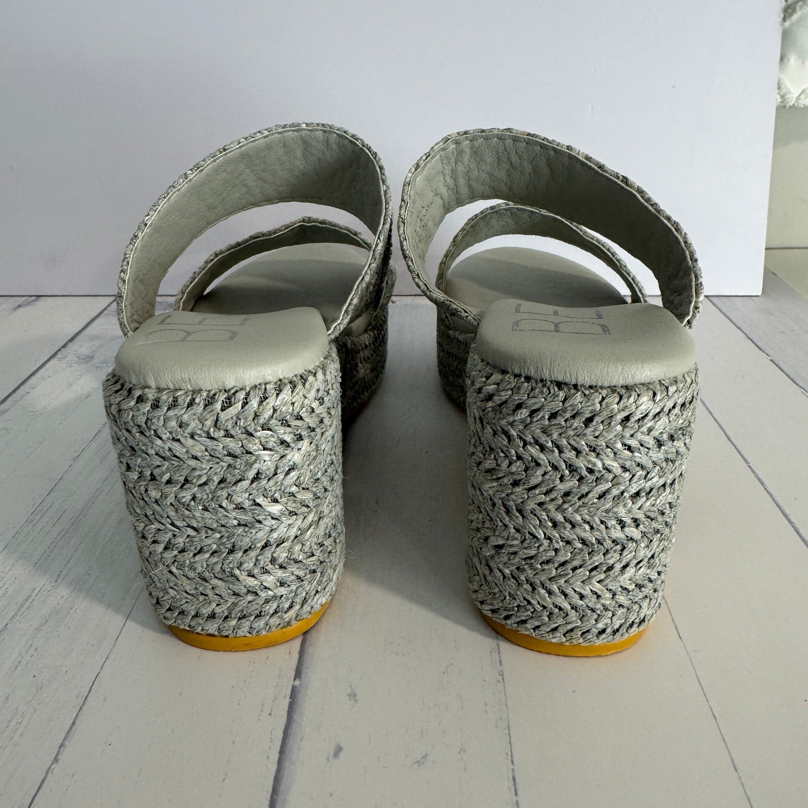 BEACH Matisse Ocean Ave Braided Platform Block Heel Sandals Grey Size 6M NWOB