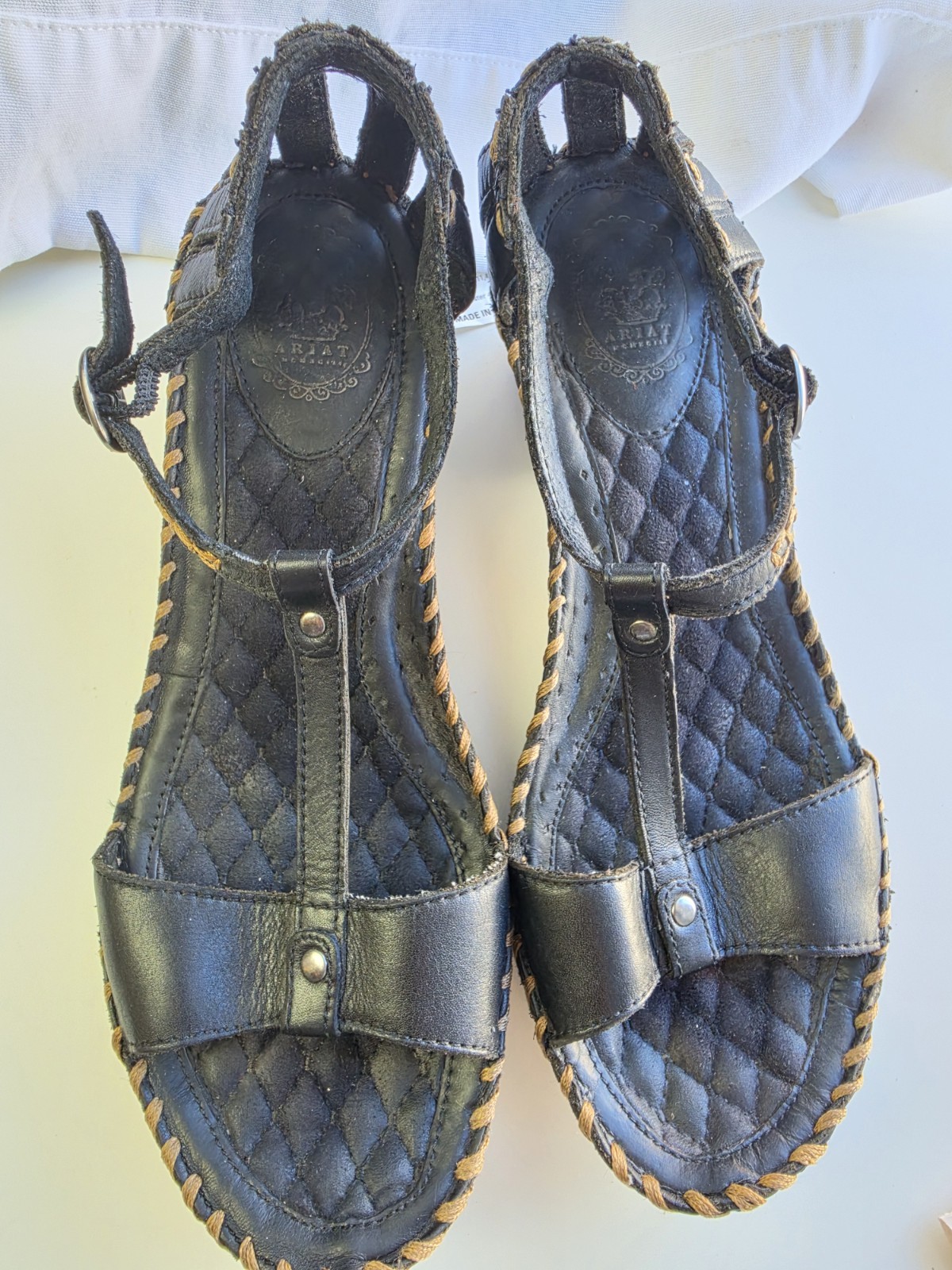 Ariat Shalimar Black Leather Wedge Sandals Women`s Size 10 B Comfort Boho