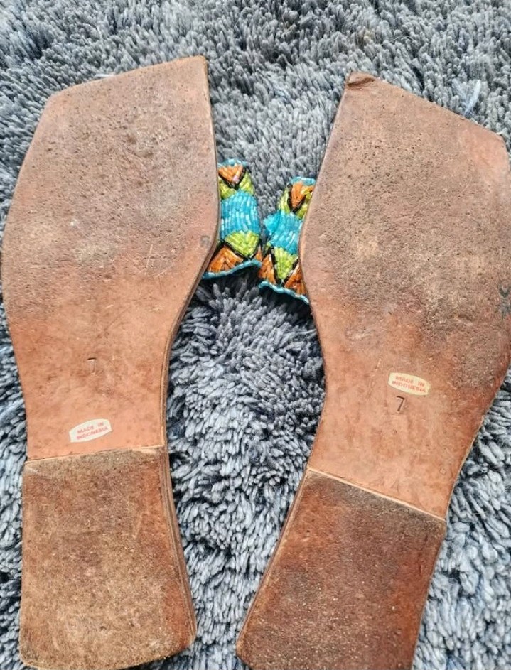 Beaded Boho Unique Colorful MYSTIQUE Women’s Sandals Made In Indonesia Size 7