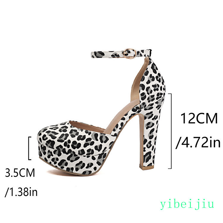 Womens High Heel Leopard Print Ankle Strap Shoes Platform Dress Formal Sexy 2025