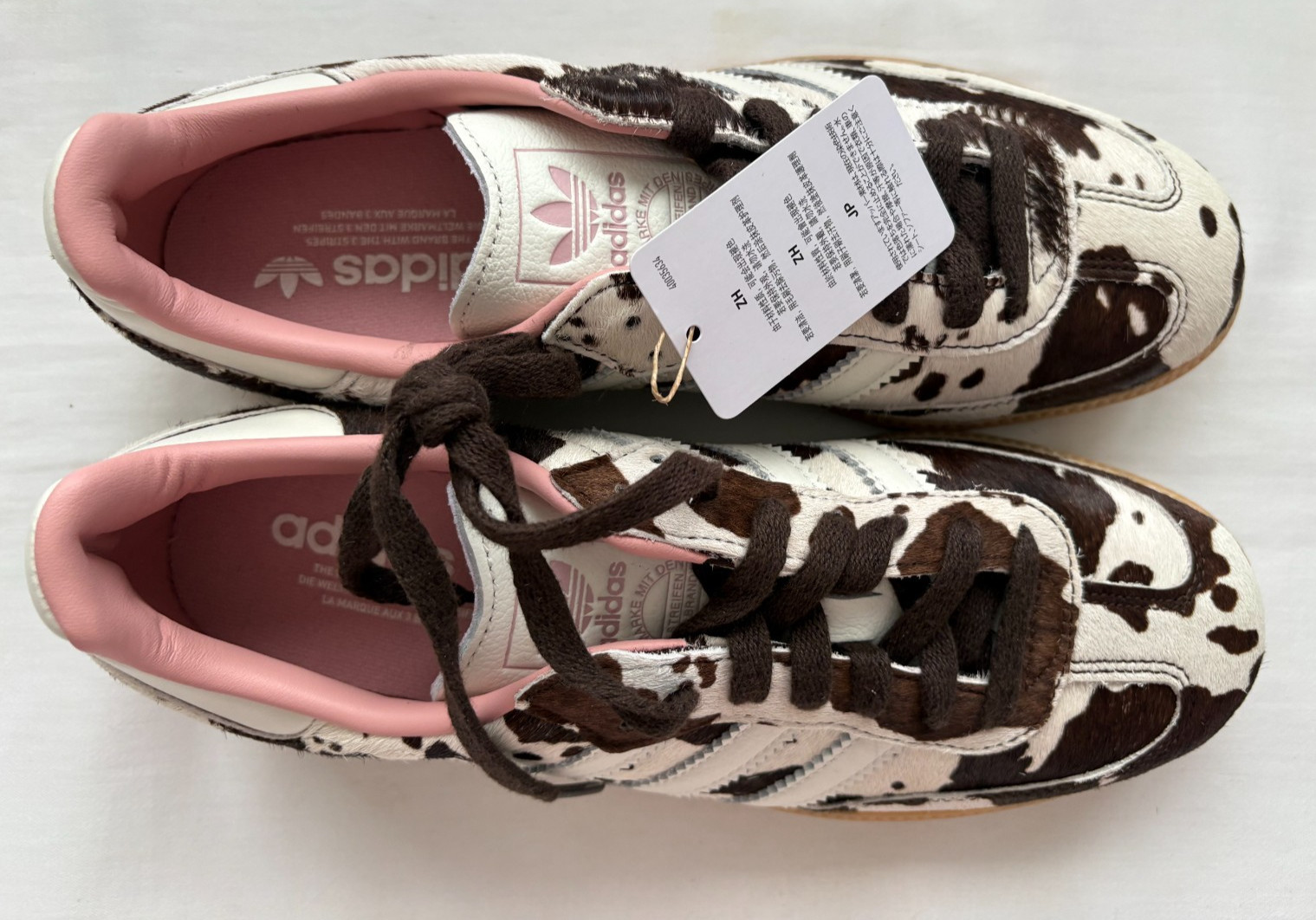 Adidas Samba OG Calf Hair Sneaker Brown/Off White/Pink Cow Print Women’s 9.5 New