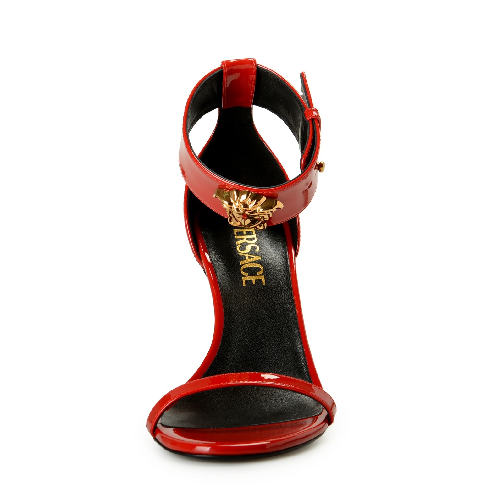 Versace Women’s Gold Medusa Red Patent Leather Ankle Wrap Pumps Shoes US 6 IT 36