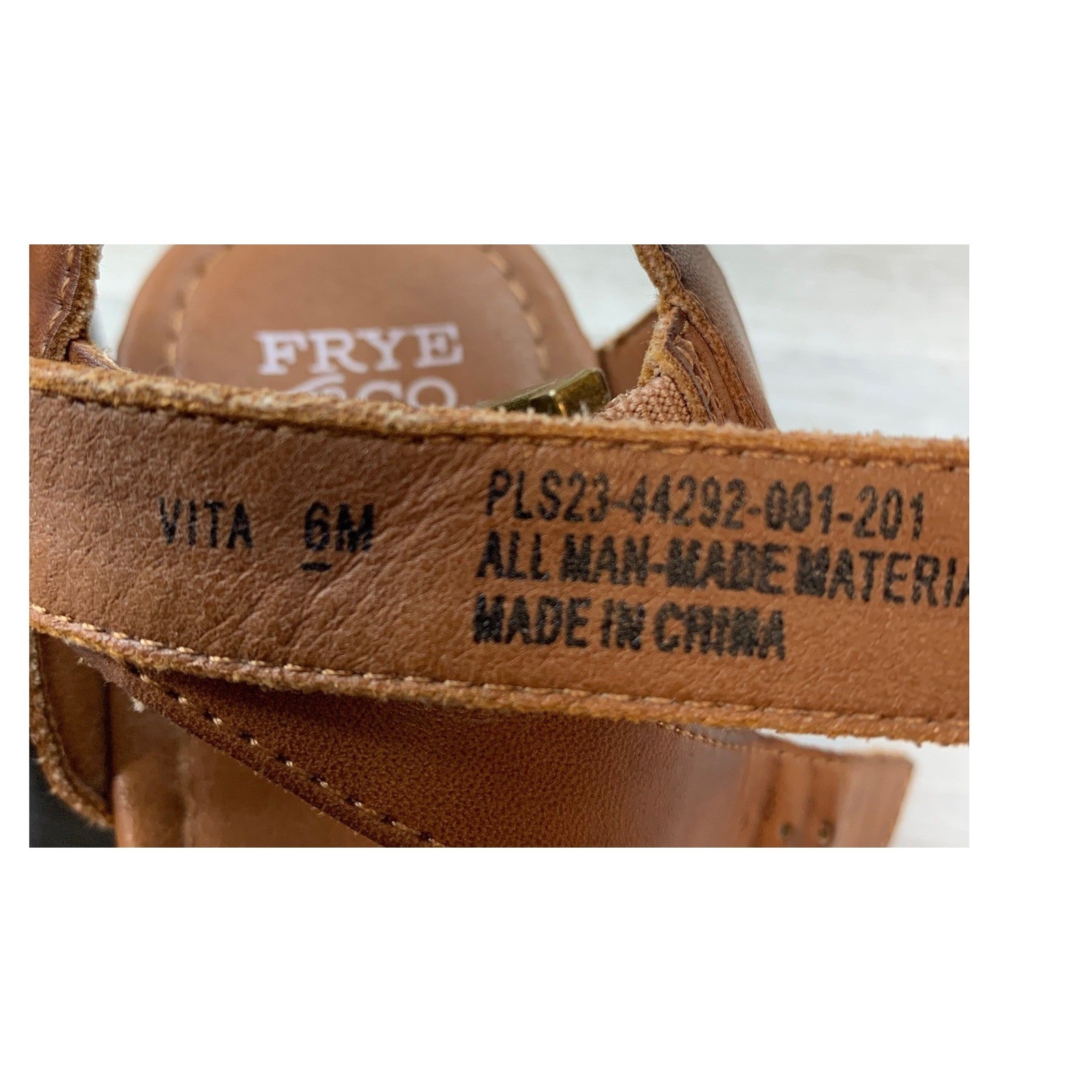 Frye and Co Vita Women’s Cognac Brown Strappy Platform Block Heel 6