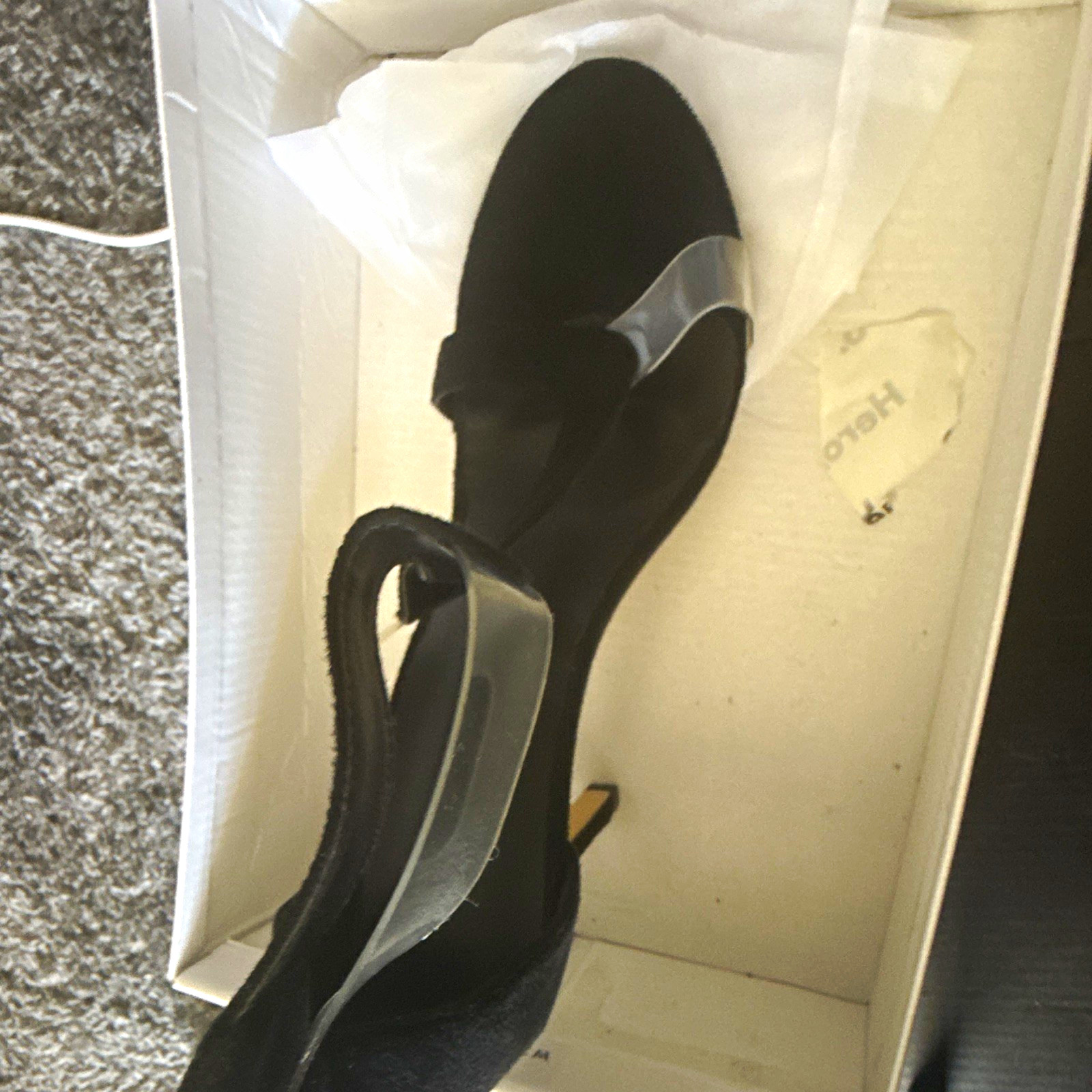 Women’s Black/Clear Strappy Stiletto Heel Closed Toe Slip-On Shoes Size 9