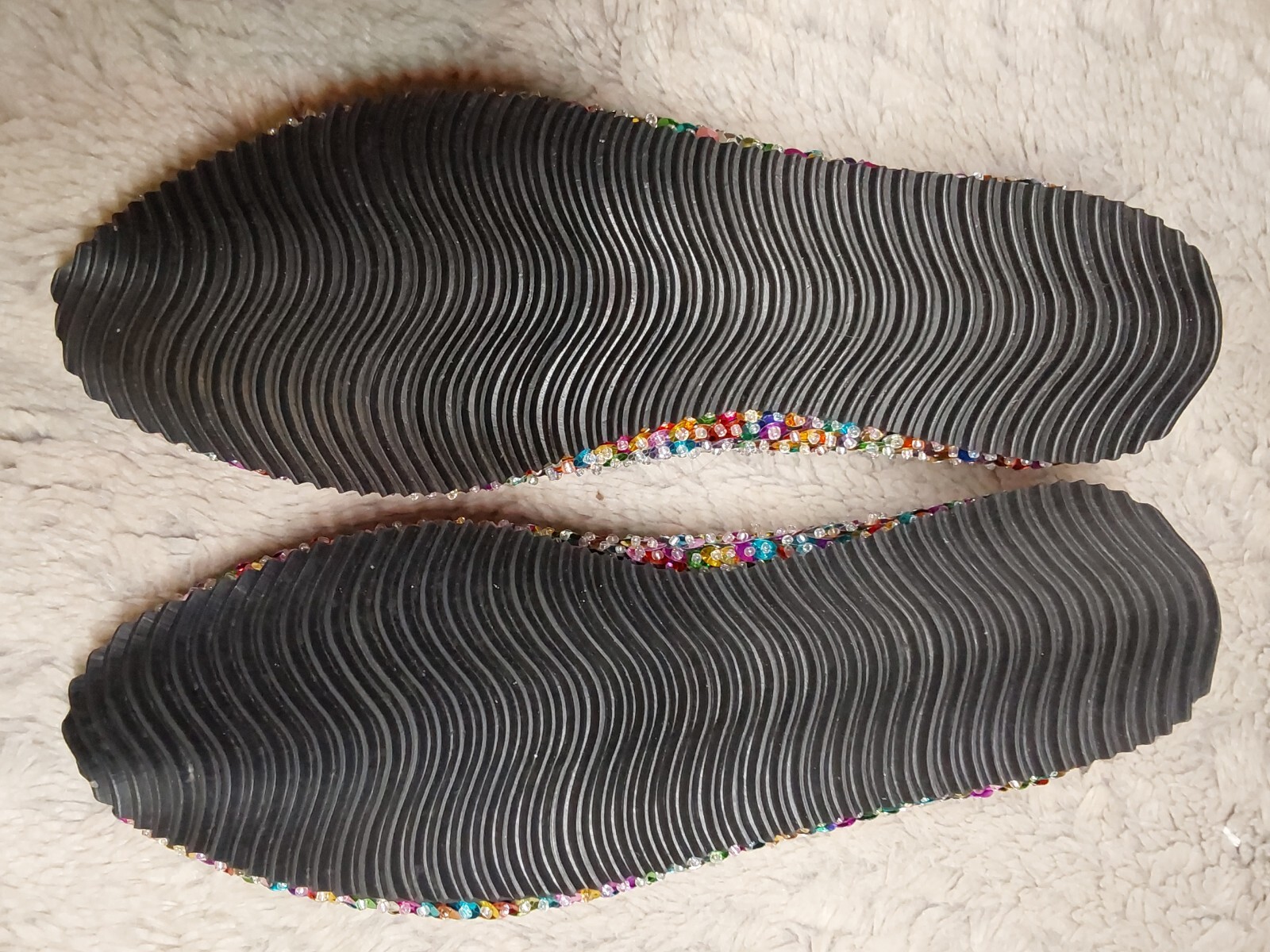 Vintage 90’s Rainbow Sequined Indonesia Made Ballet Flats Womens 36/5.5 US