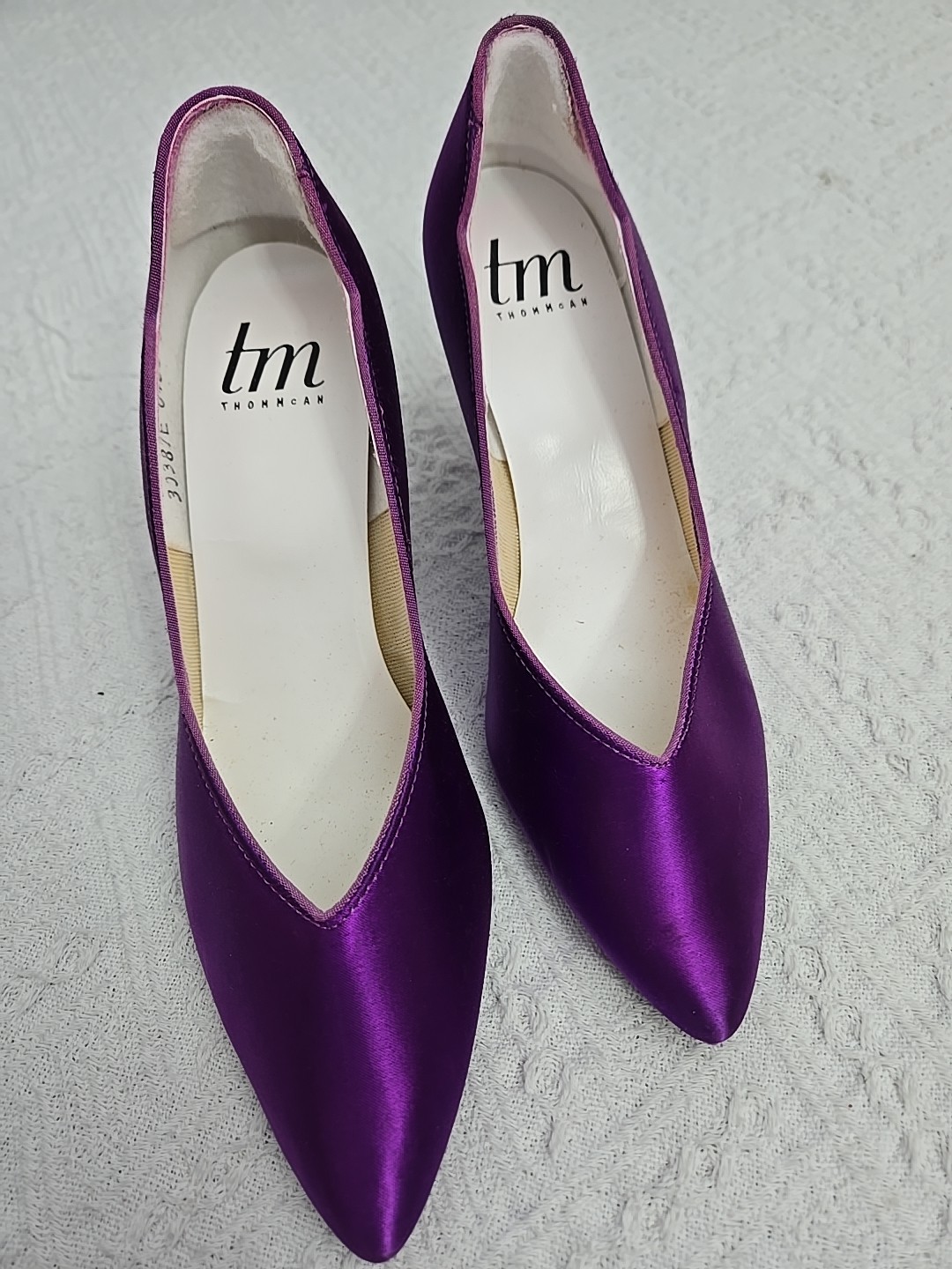 Purple Satin Kitten Heels Dyeable ThomMcan Measure For Size
