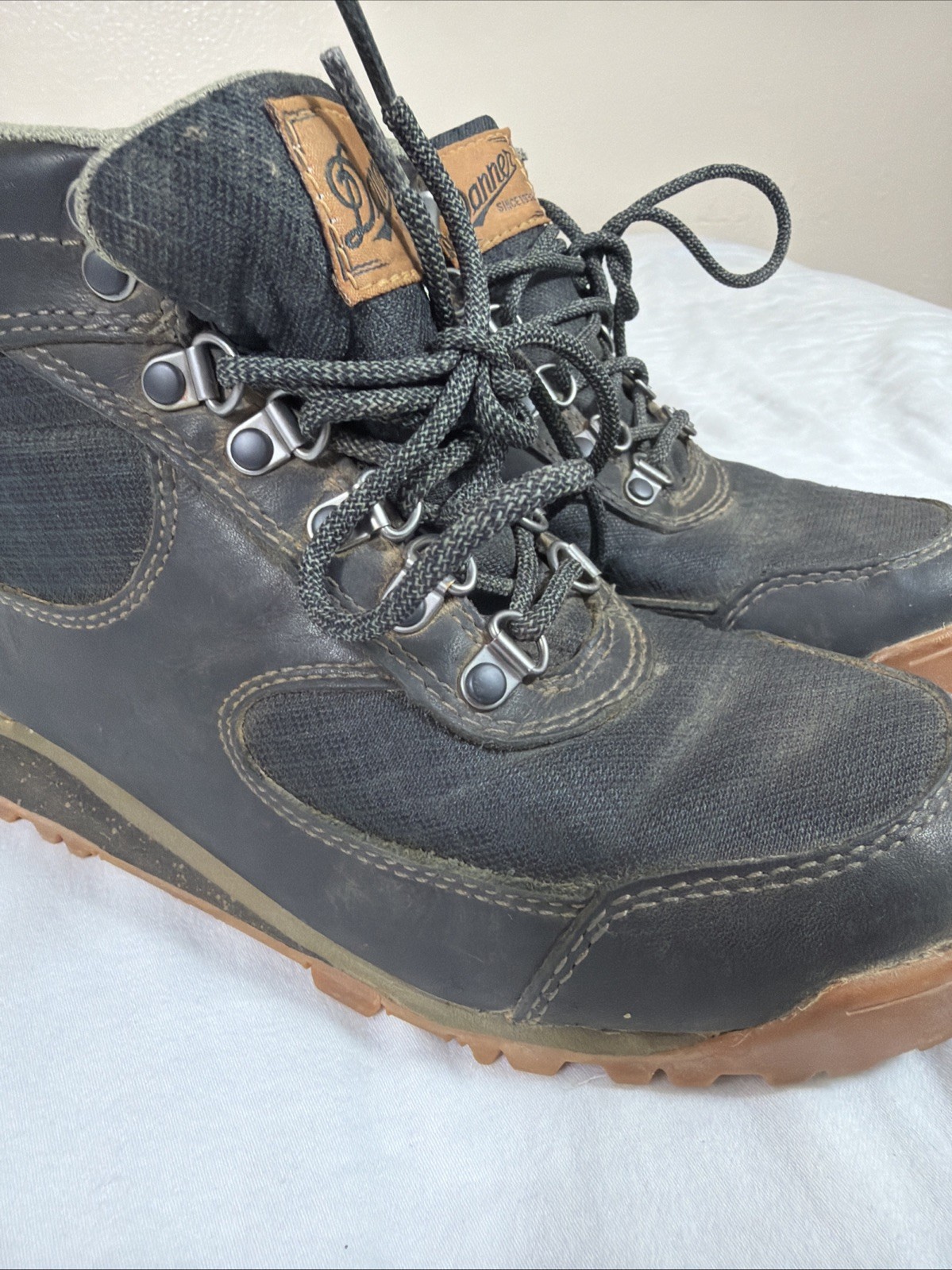 Danner Jag Mid Night Boots Womens 7 Black Leather/Mesh Hiking Trail Waterproof