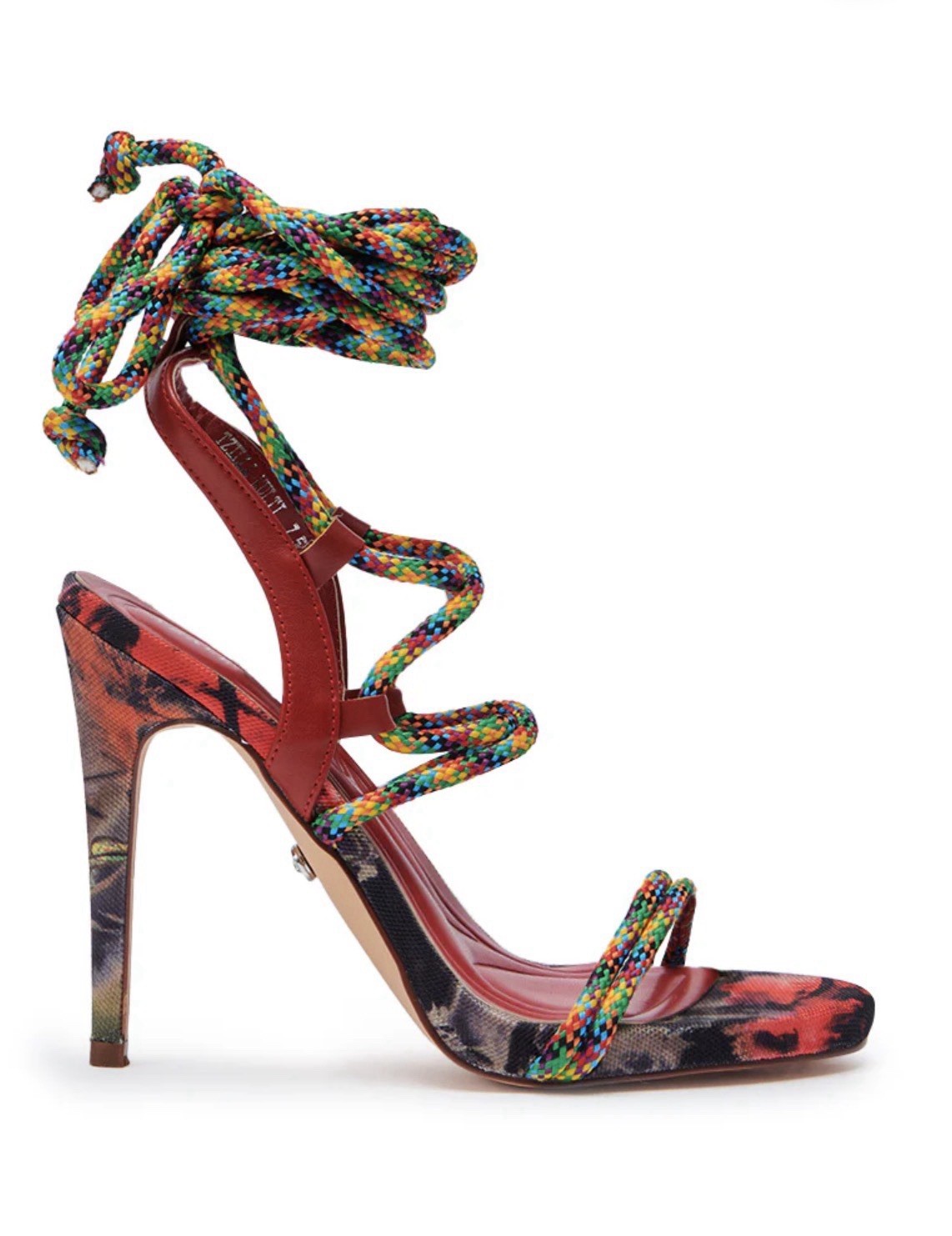 Azalea Wang Red Multicolor Strappy Ankle Strap Stiletto Heel Women’s Sz 6