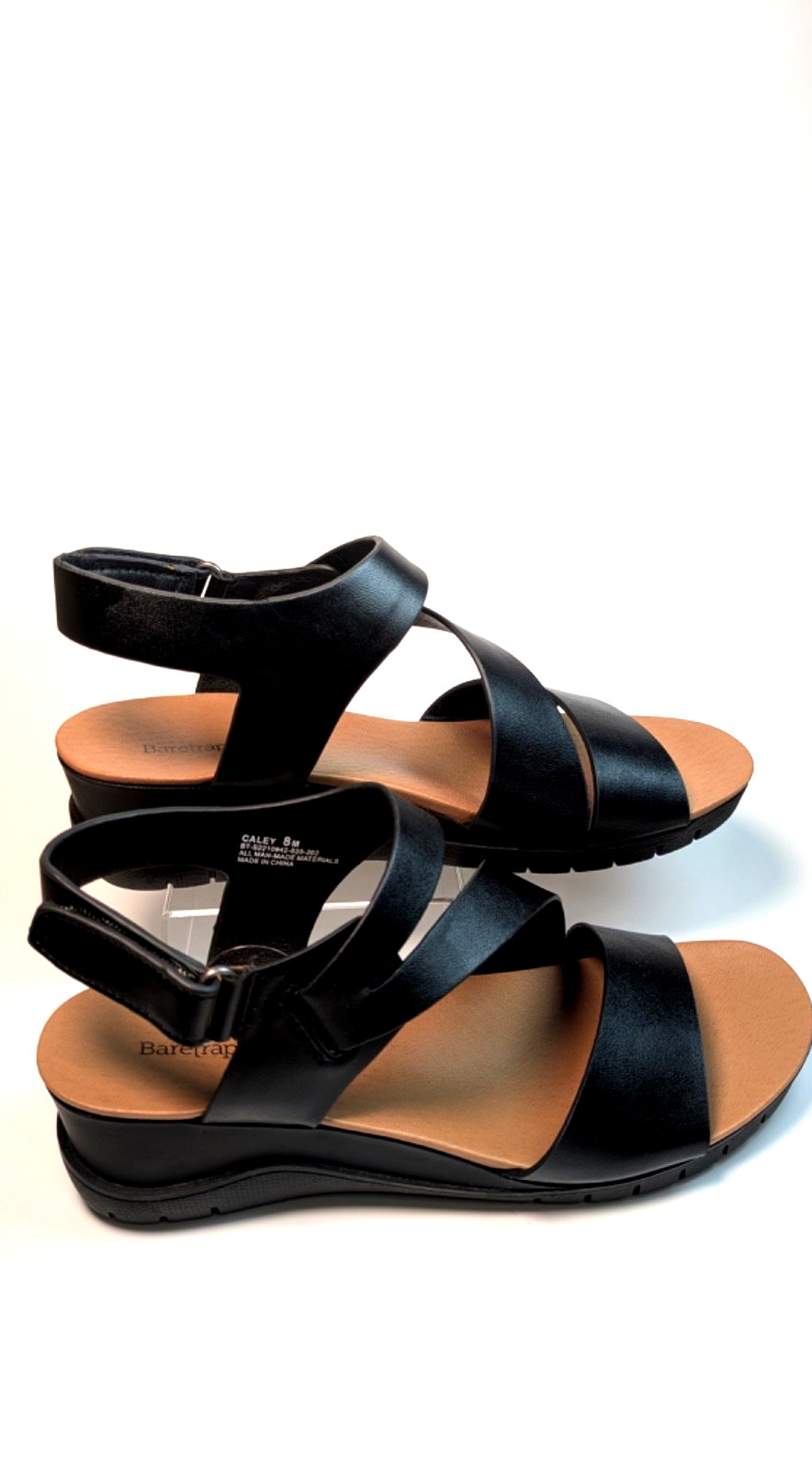 Baretraps Caley Wedge Women’s Sandals Black Faux leather| Comfort| Size 8M |NEW