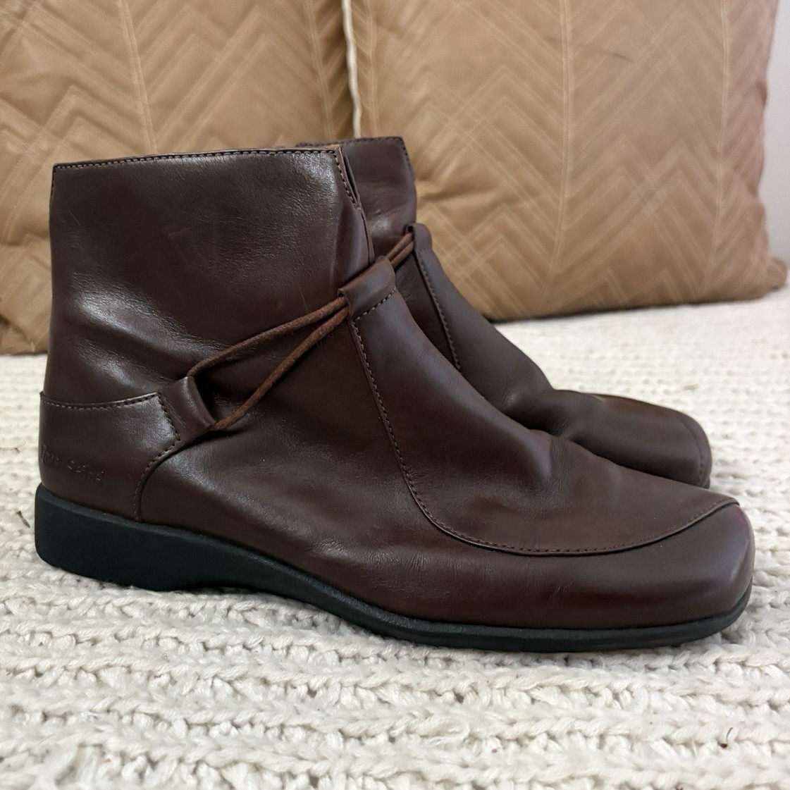 Josef Seibel Brown Leather Ankle Boots Slip-On Comfort EU 37 US 6