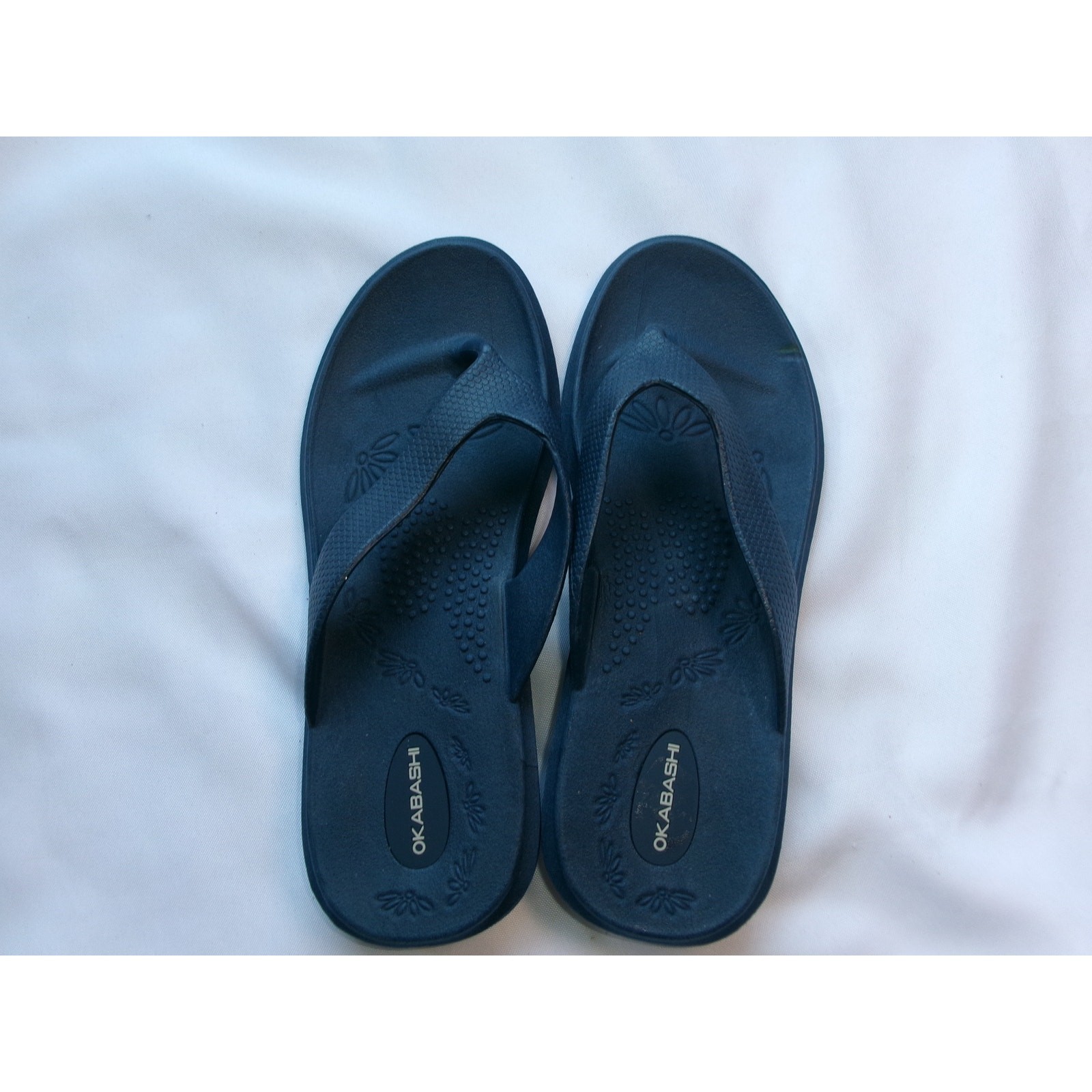 Okabashi Women’s Flip Flop Sandals Navy Comfort Massage M/L 8-9 USA