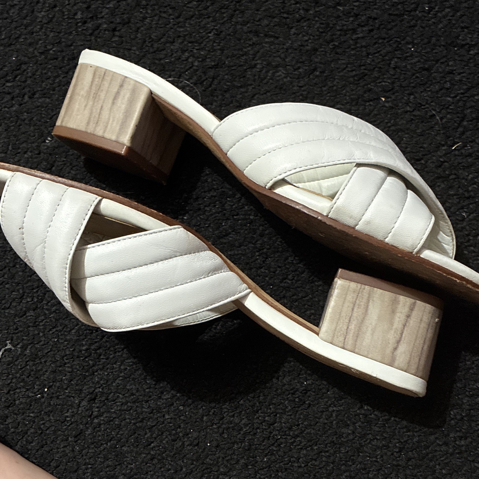 Antonio Melani Women’s Quilted Slide Sandals Slip-On Leather White US 8.5 M