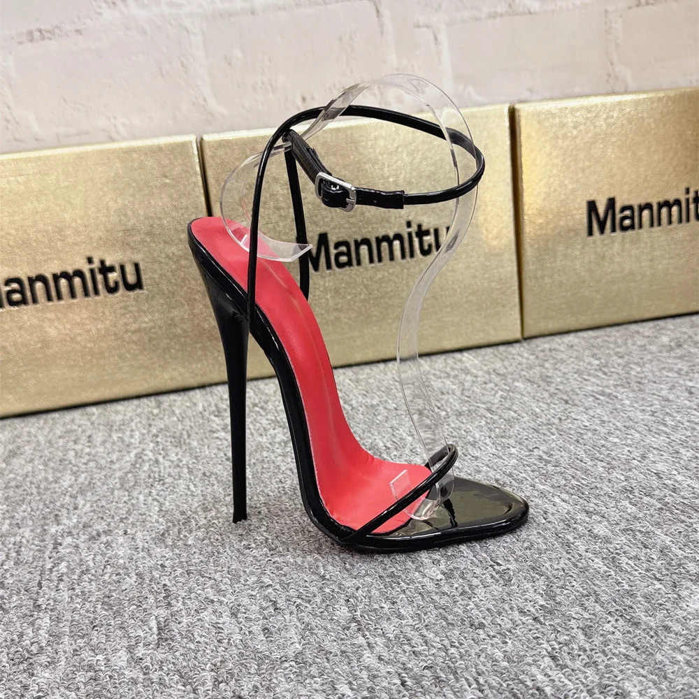 12/14/16CM Heeled Sandals Sexy Stage Show Party Summer Shoes Round Strap Black