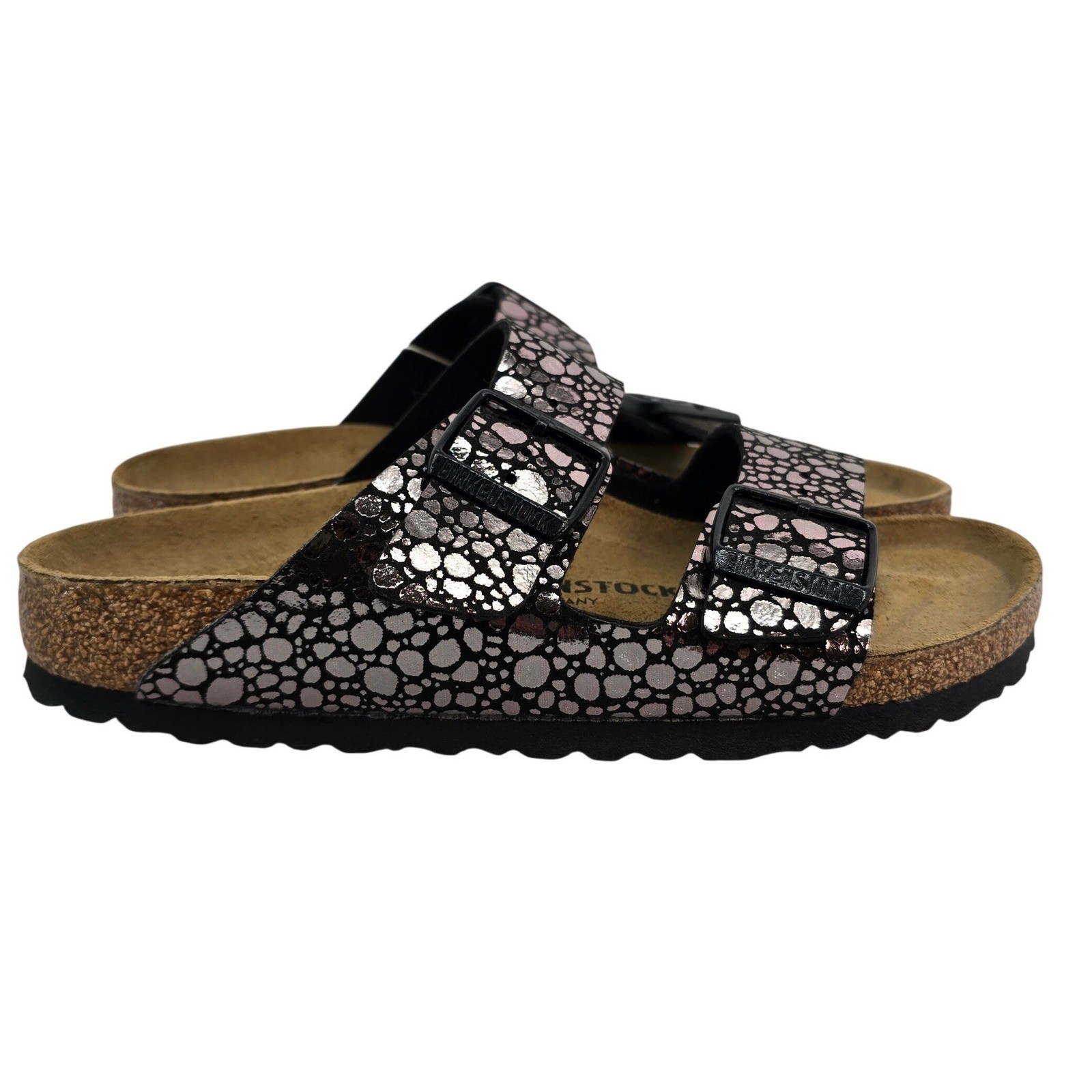 Birkenstock Arizona Magic Galaxy Black Silver Metallic Stones Sandals 38 NEW