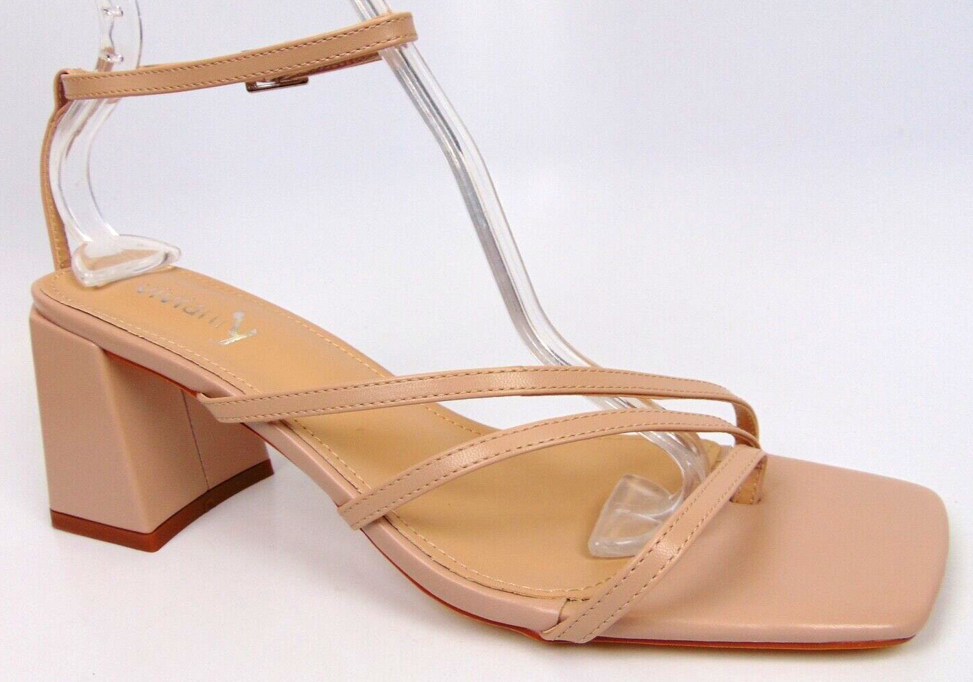 NEW! Viviany Low Block Heels Dress Women’s Sandals Size 10.0 M, Nude Leather