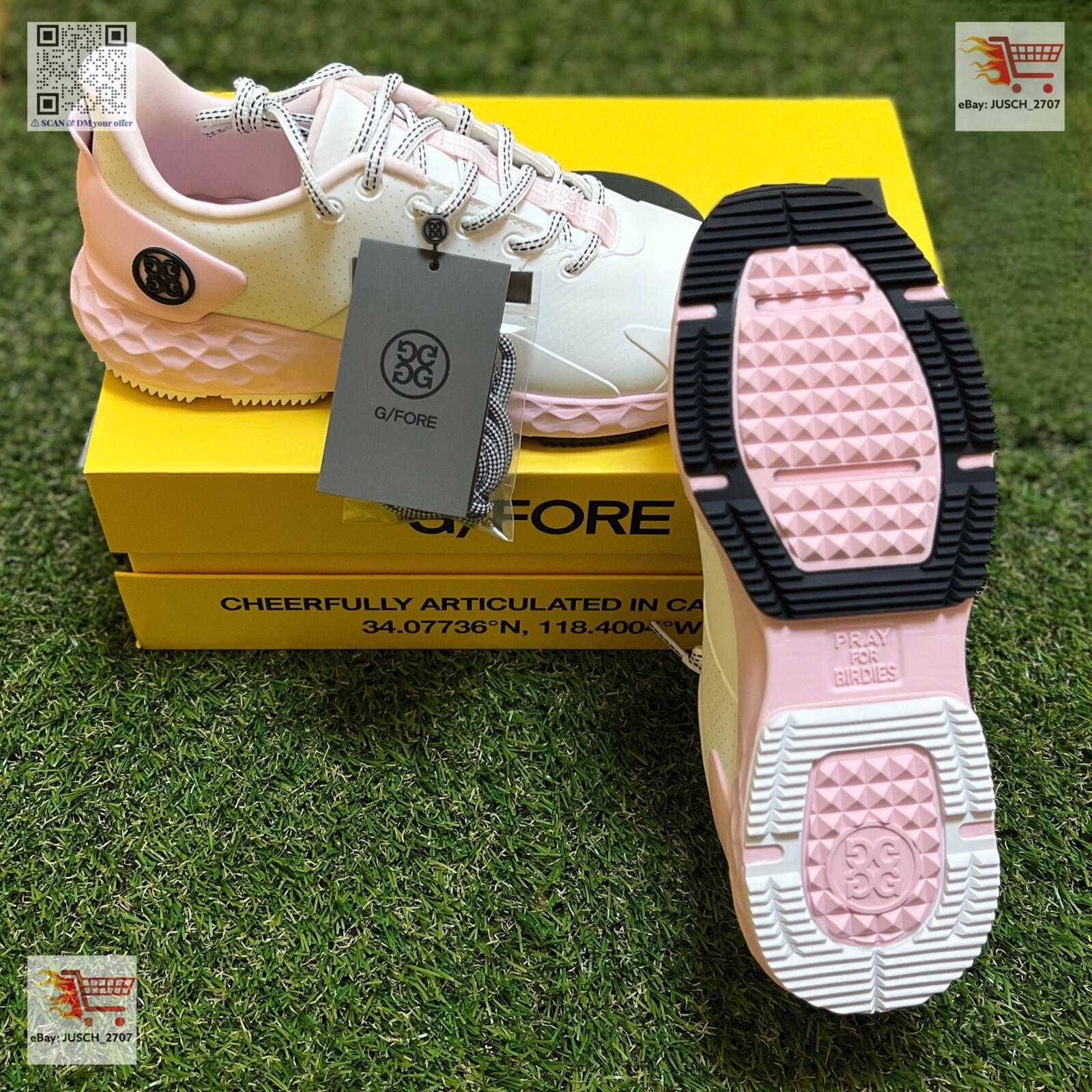 G/FORE GFORE MG4+ Limited Solid Golf Shoe Sneaker ⛳️ LADIES 6.5 White Pink Block