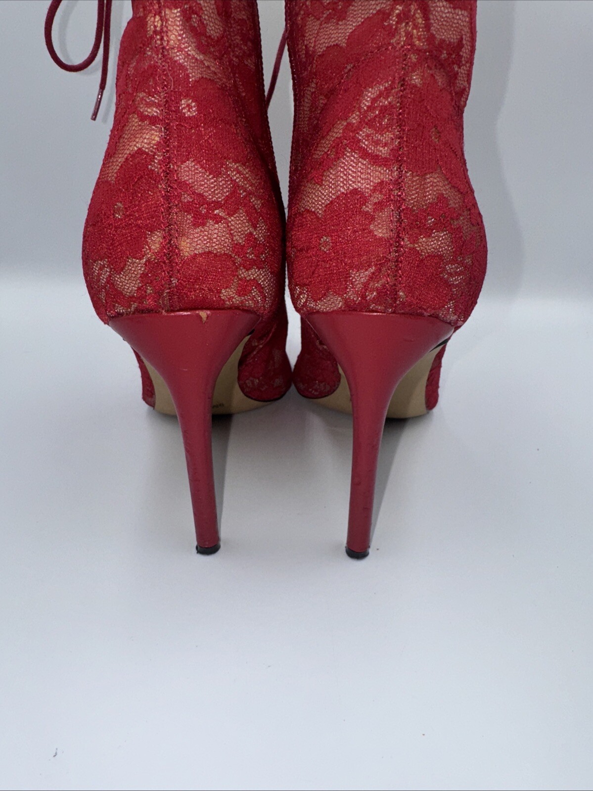 INC Womens Indira Red Floral Lace Up Booties Shoes 9M See description …