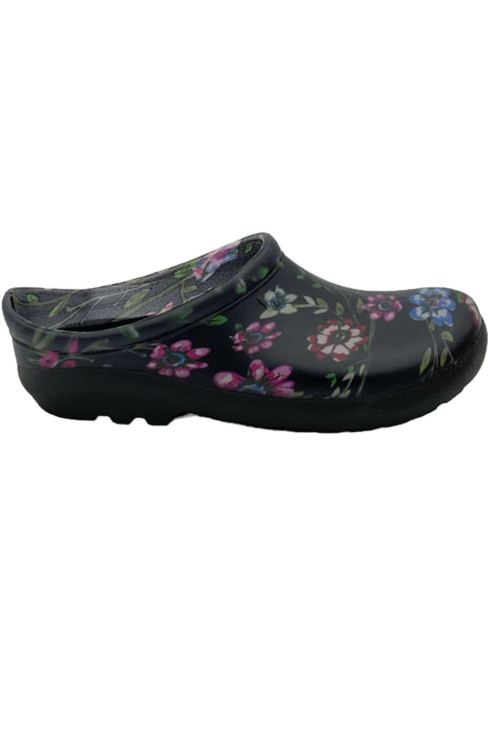 Sloggers Waterproof Ditsy Floral Garden Clog w/ Comfort Insole Black
