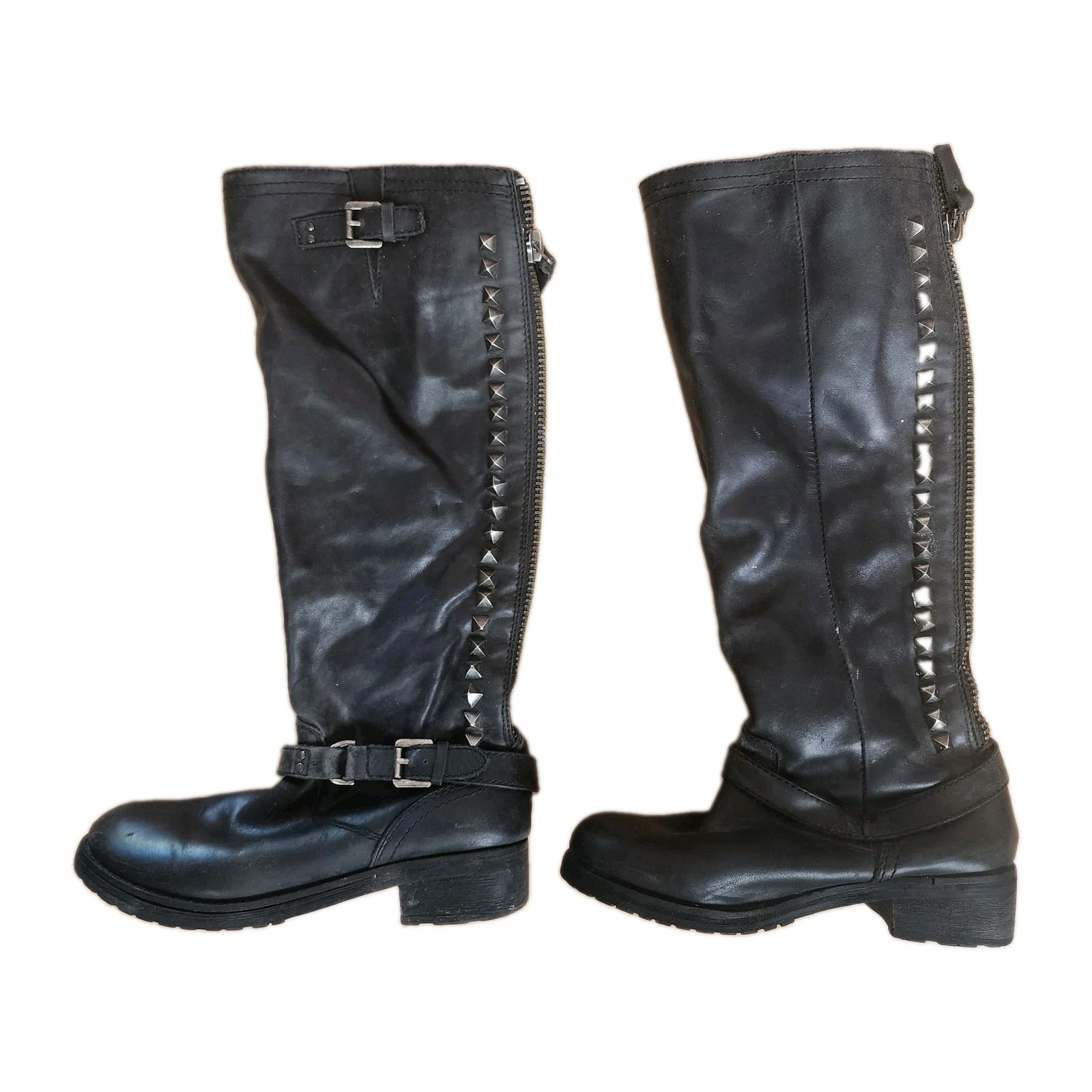 Modern Vice Queen Leather Studded Zipper Boots Women’s 6.5 14″