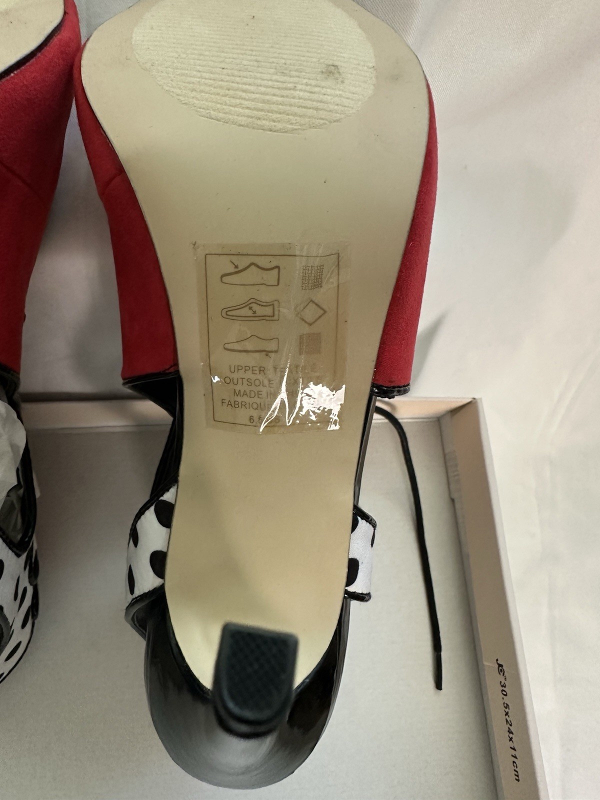 Madison by Shoedazzle Red White Black Polka Dot Lace-Up Open Toe Heels 6.5