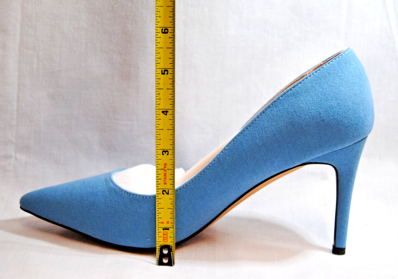 Divanne Womens Middle Heel Stiletto Shoes Pointy Toe Slip-On Pumps Blue T2367