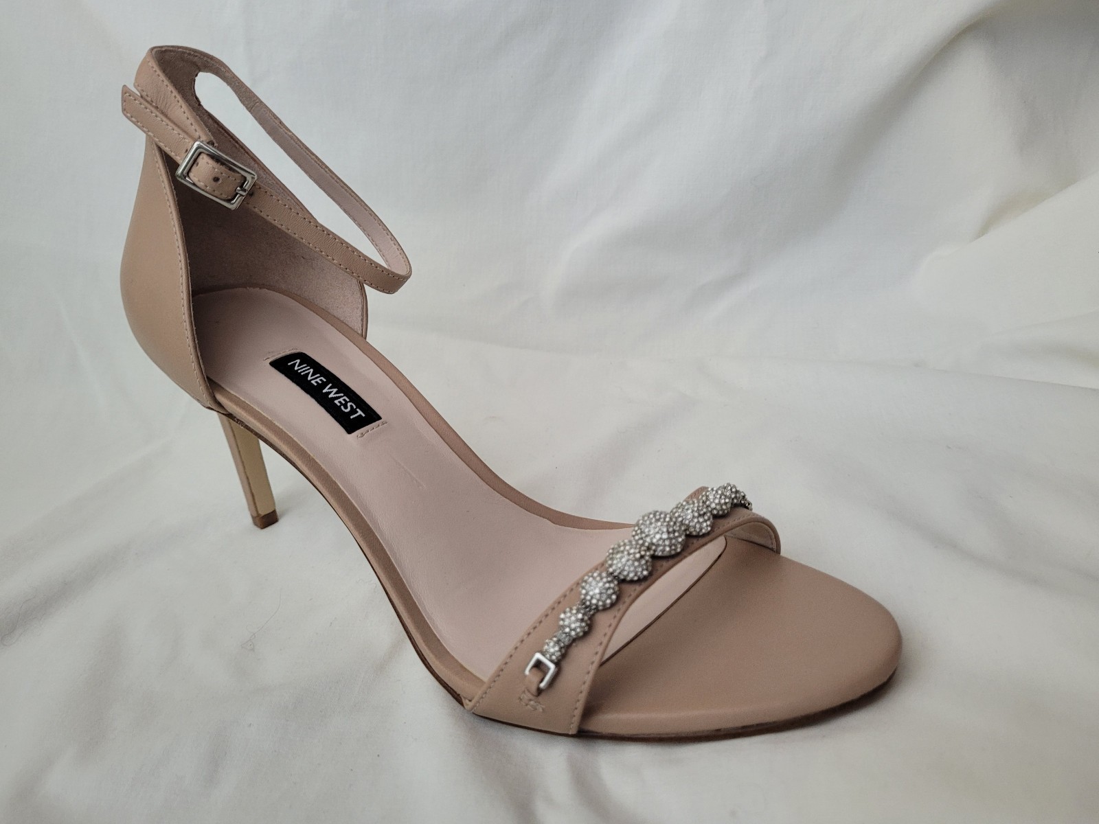 Nine West All Aboard Heels, 8.5, Tan, Rhinestones, Wedding
