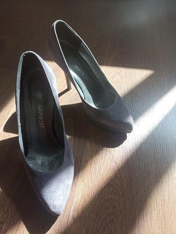 women navy boot heels grey 39 #B9H1