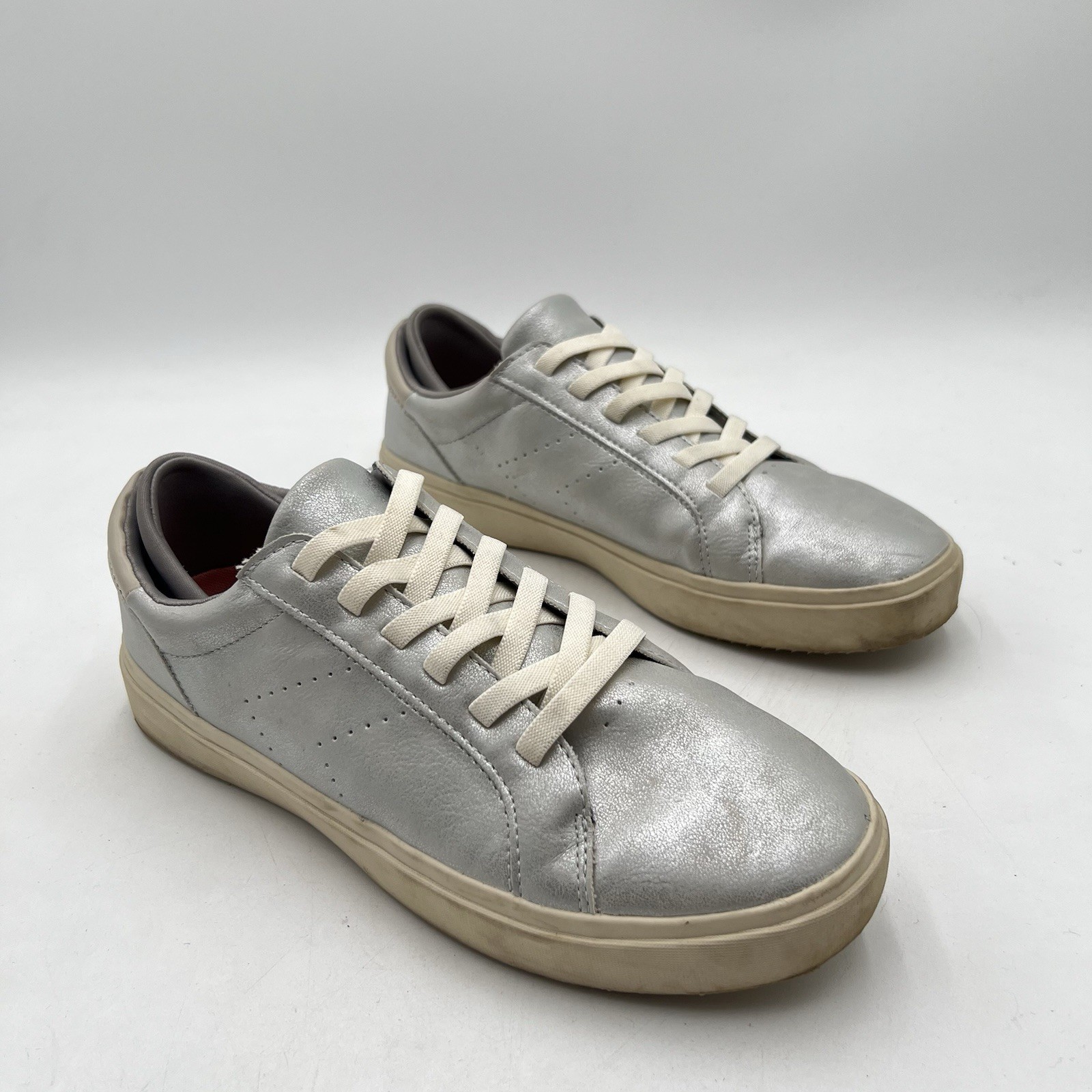 Dr. Scholls Shoes Women’s 9.5M Wink Lace Silver Metallic Platform Sneakers