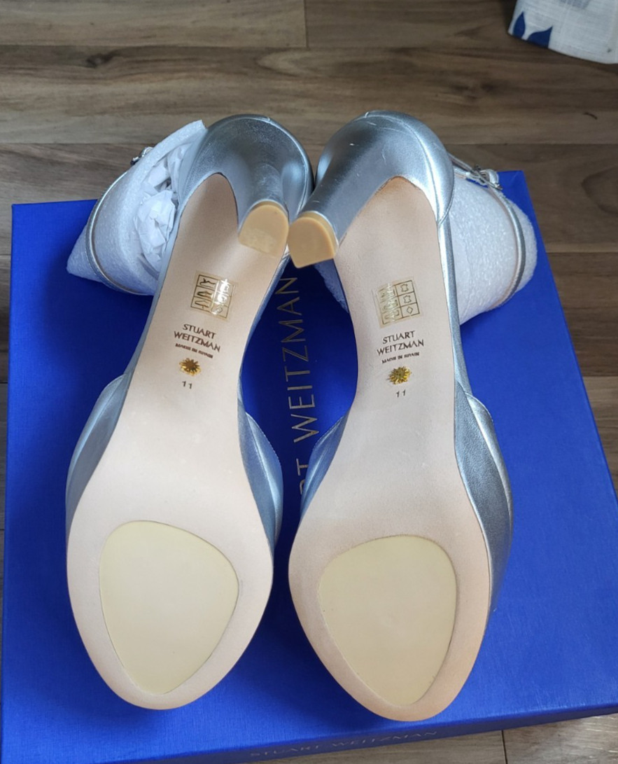 Stuart Weitzman Silver Discoplatform Sandals Size 11B / 41.5