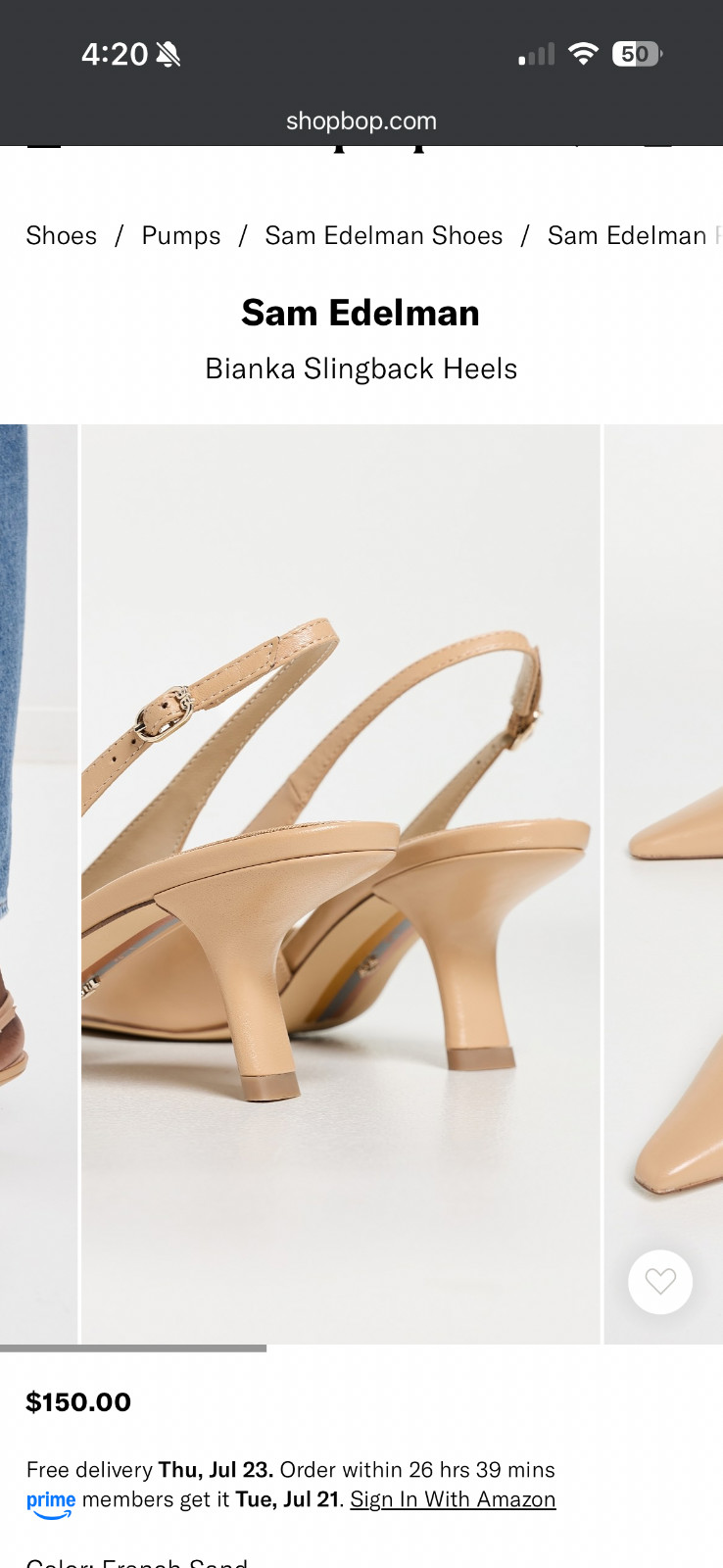 sam eldman bianka slingback heels – tan – size 7