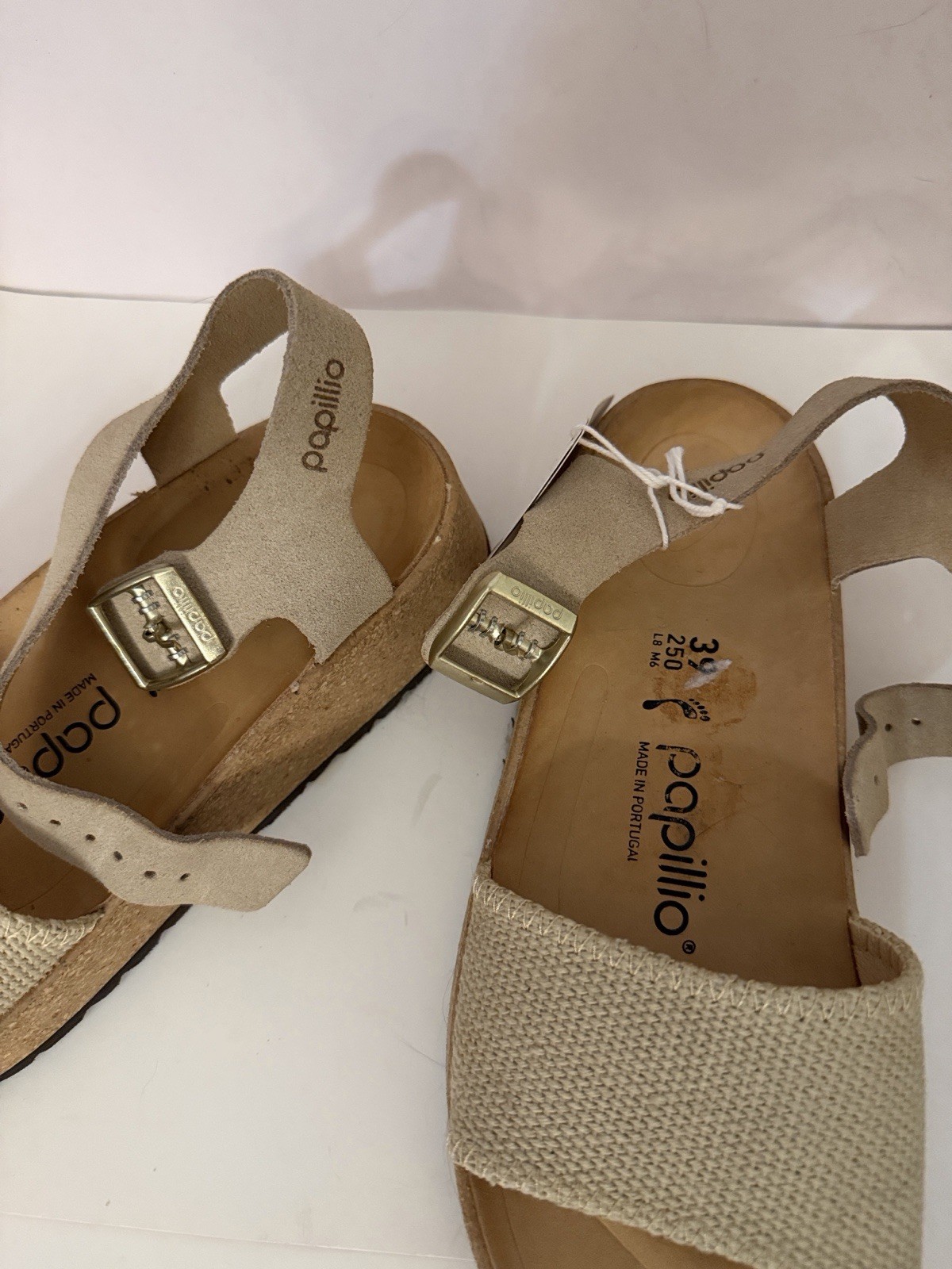 Papillio Beige Ankle Strap Buckle Wedge Strappy Sandals Women’s size 39